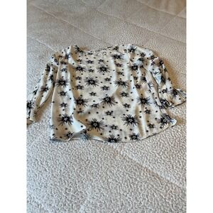 Sioni Blouse Women Medium White Excellent Celestial Starburst Long Sleeve Top